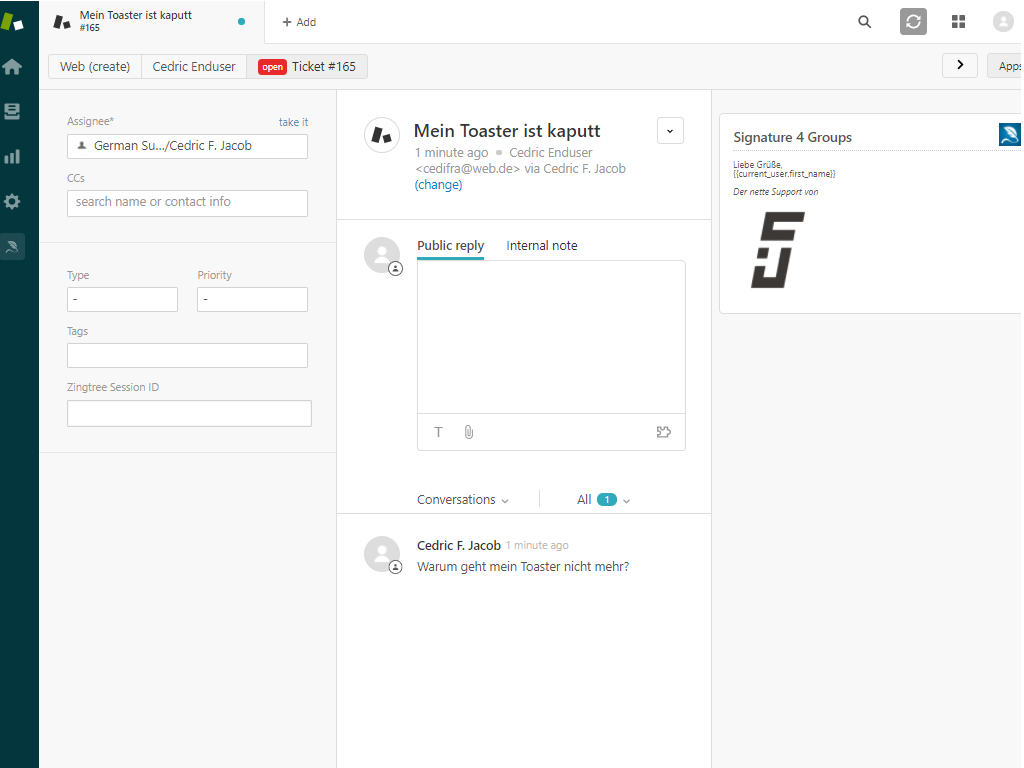 Signature 4 Groups dashboard view — Agent Productivity app on the Zendesk Marketplace